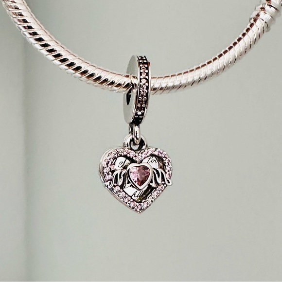 New Pandora Heart and Mom Dangle Charm, charms for pandora bracelets - Picture 1 of 7